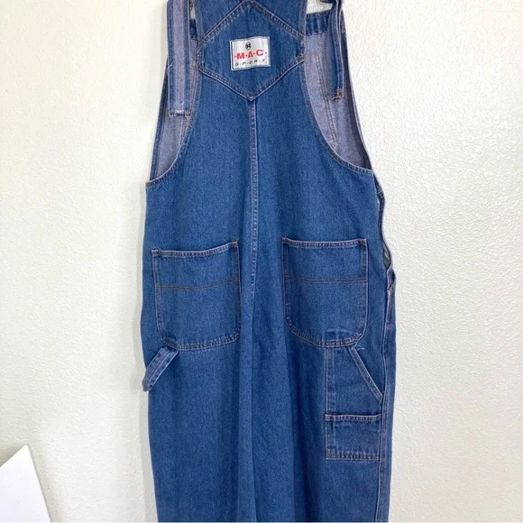 Mac Sport Overall Bib Carpenter Jeans Mens XL Denim Made in Hong Kong